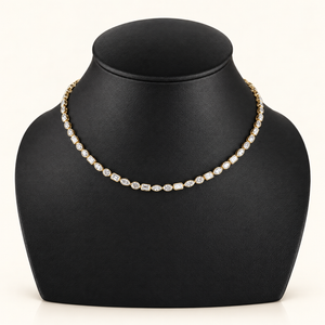 JEREMIAH – 14.5 Carat Fancy Bezel Station Chain LGD Necklace in 14K Yellow Gold