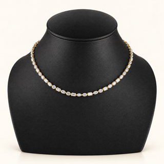 JEREMIAH – 14.5 Carat Fancy Bezel Station Chain LGD Necklace in 14K Yellow Gold