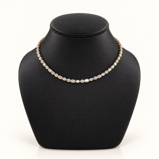 JEREMIAH – 14.5 Carat Fancy Bezel Station Chain LGD Necklace in 14K Yellow Gold