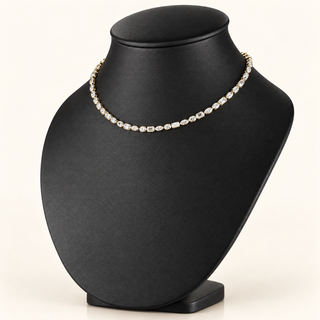 JEREMIAH – 14.5 Carat Fancy Bezel Station Chain LGD Necklace in 14K Yellow Gold