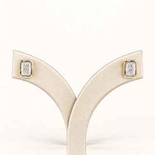 JONATHAN – 2 Carat Radiant LGD Earrings in 14K Yellow Gold