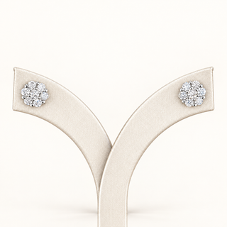 JOYCE – 1.5 Carat Cluster LGD Earrings in 14K White Gold
