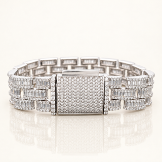 KAI – 18.5 Carat Baguette Line Lab Grown CVD Diamond Bracelet in 14K White Gold