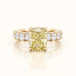 KATRINA – 3.5 Carat Cushion Solitaire LGD Ring in 14K Yellow Gold