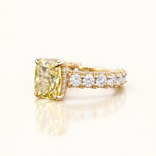 KATRINA – 3.5 Carat Cushion Solitaire LGD Ring in 14K Yellow Gold
