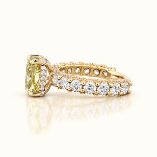 KATRINA – 3.5 Carat Cushion Solitaire LGD Ring in 14K Yellow Gold