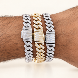 Square Lock Bracelet | Iced Diamond Bracelet - 14kt Gold
